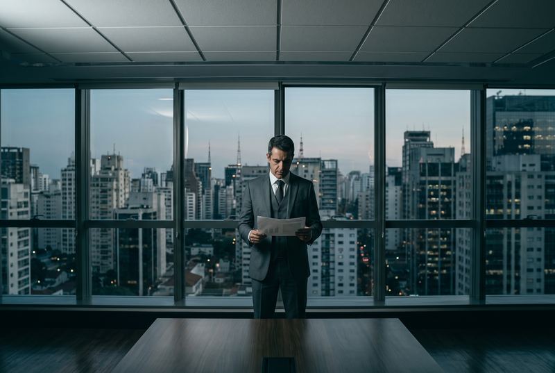 Directivo latinoamericano revisando en solitario un informe estadístico impreso — la conversión de la IA en resultado que ninguna fuente regional mide todavía